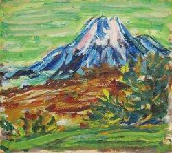画像1: 木田金次郎油彩色紙「山」