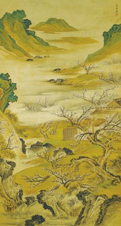 画像1: 椿二山画幅「白梅山水図」