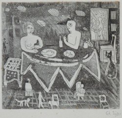 画像1: 瑛九銅版画「食卓」