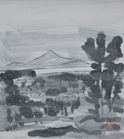 画像1: 杉本健吉画幅「指月山」
