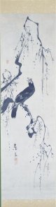 ２代黒川亀玉画幅「叭々鳥」