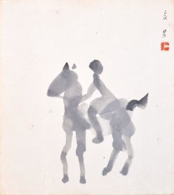 画像1: 山口長男色紙額「馬」