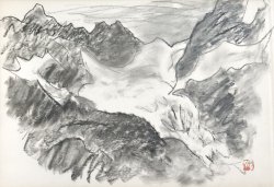 画像1: 田辺三重松素描額「風景」