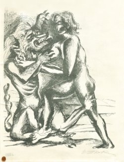 画像1: オシップ・ザッキン石版画額「ライオンとの闘い」