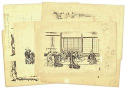 画像1: 木村荘八挿絵画稿「大阪落城」２１枚