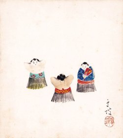 画像1: 堀井香坡色紙「土人形図」