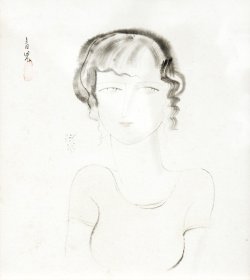 画像1: 東郷青児色紙額「婦人像」