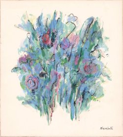 画像1: 難波田龍起色紙「花」