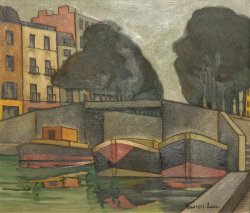 画像1: 長谷川路可画額「巴里ラビレットの運河」