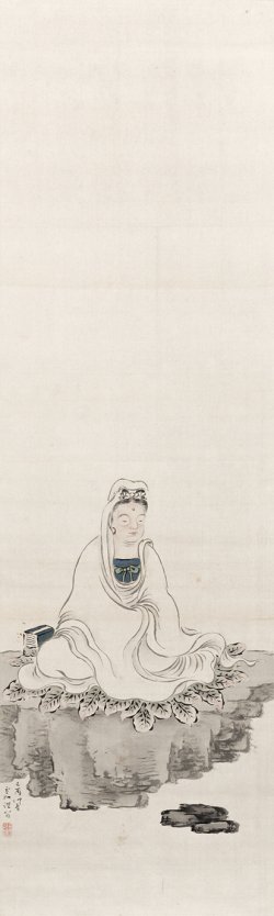 画像1: 野田青石画幅「白衣大士図」