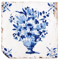 画像1: オランダ・デルフトタイル「花壷」