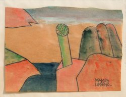 画像1: 梅野亮画額「神を考える風景５」