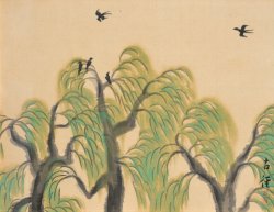 画像1: 小林古径画額「柳燕」