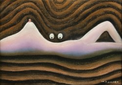 画像1: 鶴岡政男画額「横たわる裸婦」