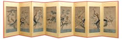 画像1: 李朝刺?画花鳥屏風８曲１隻