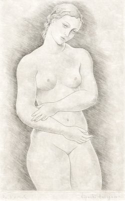 画像1: 長谷川潔銅版画額「裸婦」