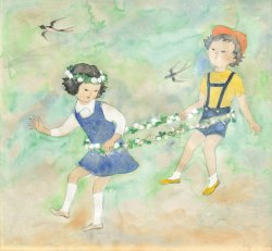 画像1: 深沢紅子水彩画額「つめくさ」