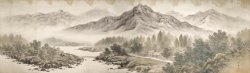 画像1: 尾竹竹坡大作画巻まくり「山水図」