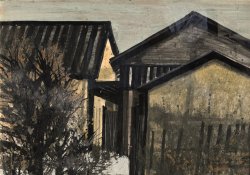 画像1: 中村正義画額「家のある風景」