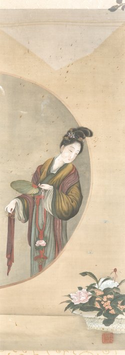画像1: 秋田蘭画額「円窓美人図」