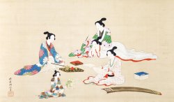 画像1: 狩野休真画幅「遊女の図」