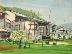画像1: 中西利雄水彩画額「風景」