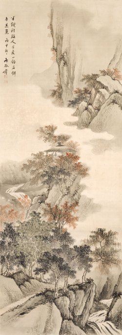 画像1: 川村雨谷画幅「秋景山水図」