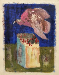 画像1: 脇田和水彩画額「鳥を呼ぶ赤い実」