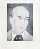 藤田嗣治銅版画額「アンドレ・ジッド」