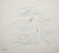 画像1: 福沢一郎水彩色紙「風景」
