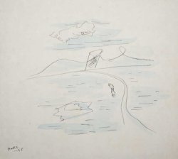 画像1: 福沢一郎水彩色紙「風景」