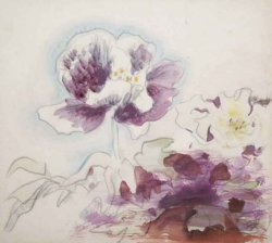 画像1: 須田国太郎水彩色紙「花」