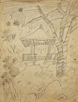 画像: 伊藤廉素描「山中の寺」