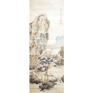 画像: 青木夙夜画幅「秋山行旅図」