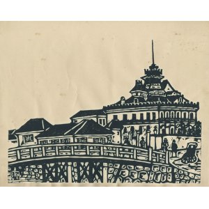 画像: 川上澄生木版画「橋のある風景」