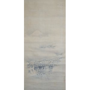 画像: 大久保一丘画幅「河岸雪景」