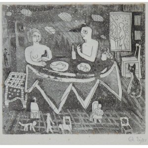 画像: 瑛九銅版画「食卓」