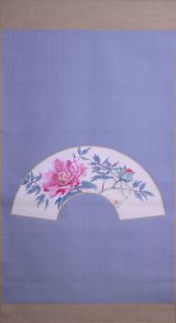 画像: 黒田重太郎扇面画幅「牡丹」