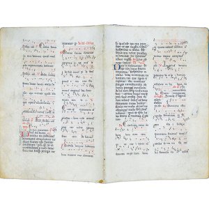 画像: 中世聖歌楽譜　羊皮紙４頁　Medieval chant score: 4 pages of parchment