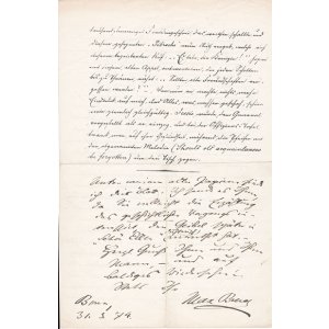 画像: マックス・ブルッフ書簡　印刷余白に短文１０行 Bruch,Max : Autograph letter signed