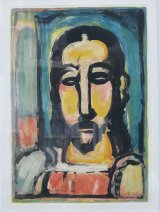 画像: ジョルジュ・ルオーカラー銅版画額「（正面向きの）キリスト」