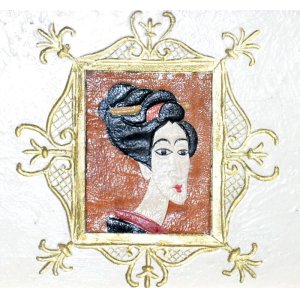 画像: 川上澄生革絵「日本婦人の図」