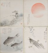 画像: 木村棲雲色紙４枚　釣人他