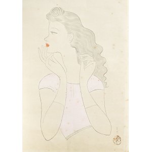画像: 東郷青児木版画「横顔の婦人」