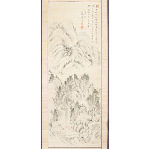 画像: 野呂介石画賛幅「秋色山水図」