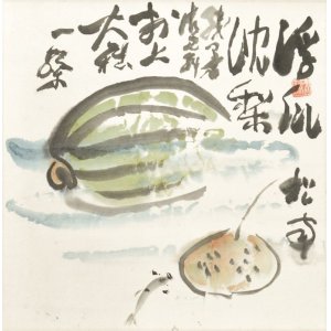 画像: 水越松南画賛幅「浮瓜」