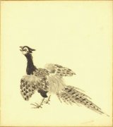 画像: 石井鶴三色紙５枚「雷鳥　万葉」