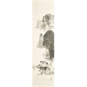 画像: 平福百穂画幅「渓山白雲」