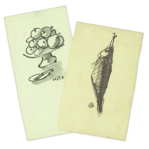 画像: 甲斐仁代カット２枚　魚・果物