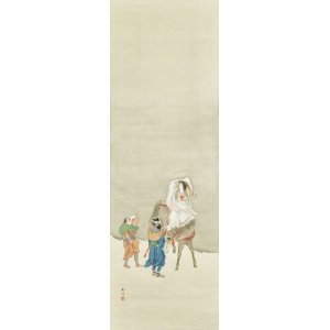 画像: 石井鼎湖画幅「常盤御前」